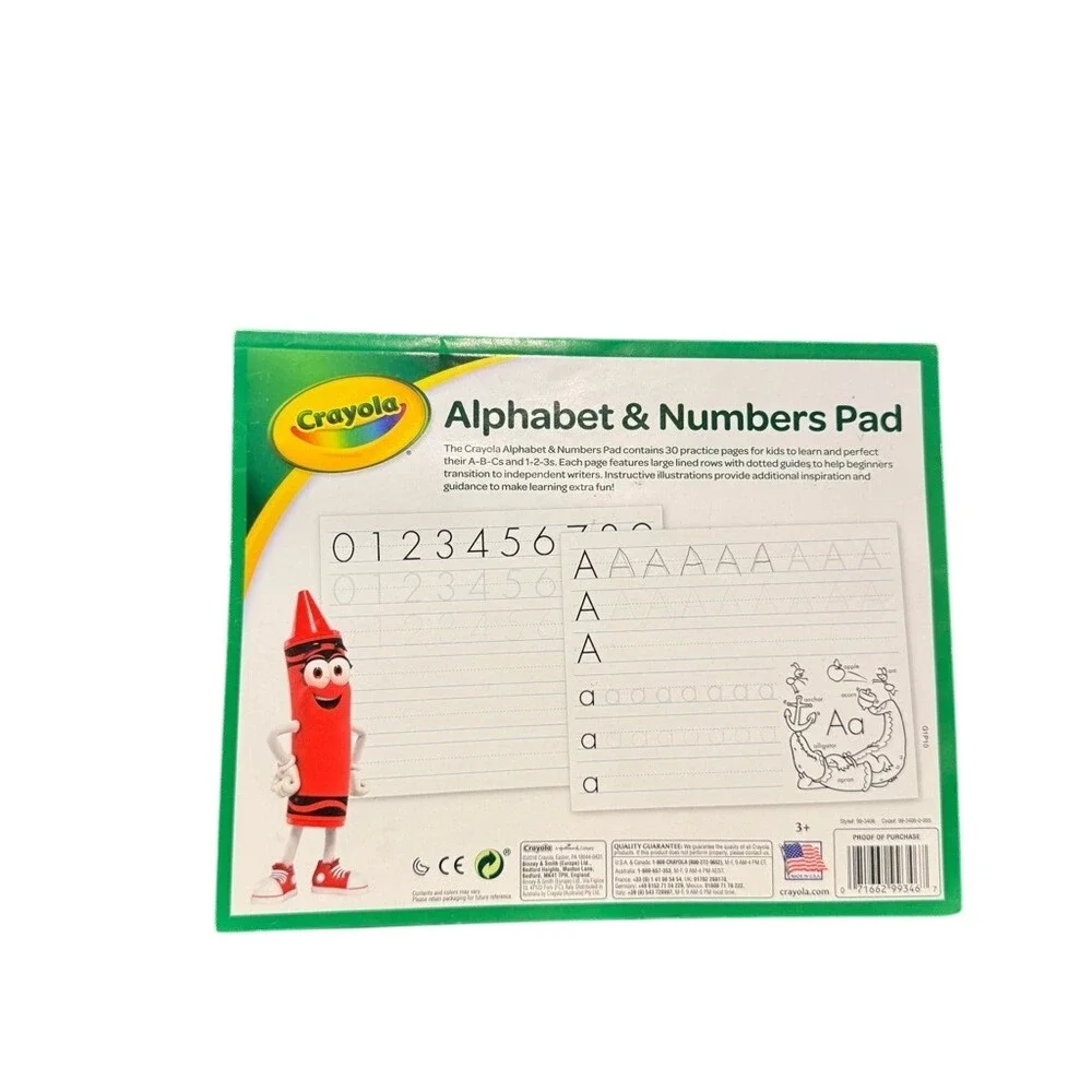 Crayola Alphabet & Numbers‎ Pad 30 Practice Pages Writing Workbook 10x8in Multi